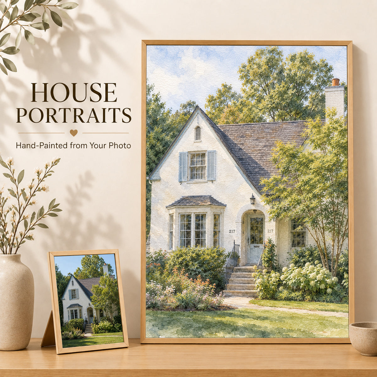 Custom House Watercolor Portrait from Photo | Personalized Housewarming Gift