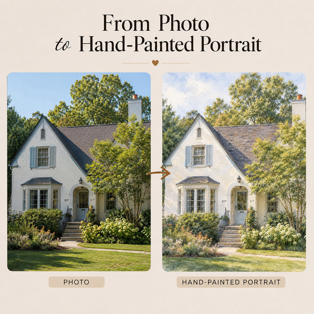 Custom House Watercolor Portrait from Photo | Personalized Housewarming Gift