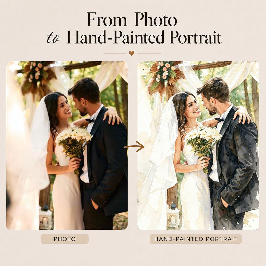 Custom Wedding Watercolor Portrait from Photo | Personalized Wedding Gift | Anniversary Keepsake