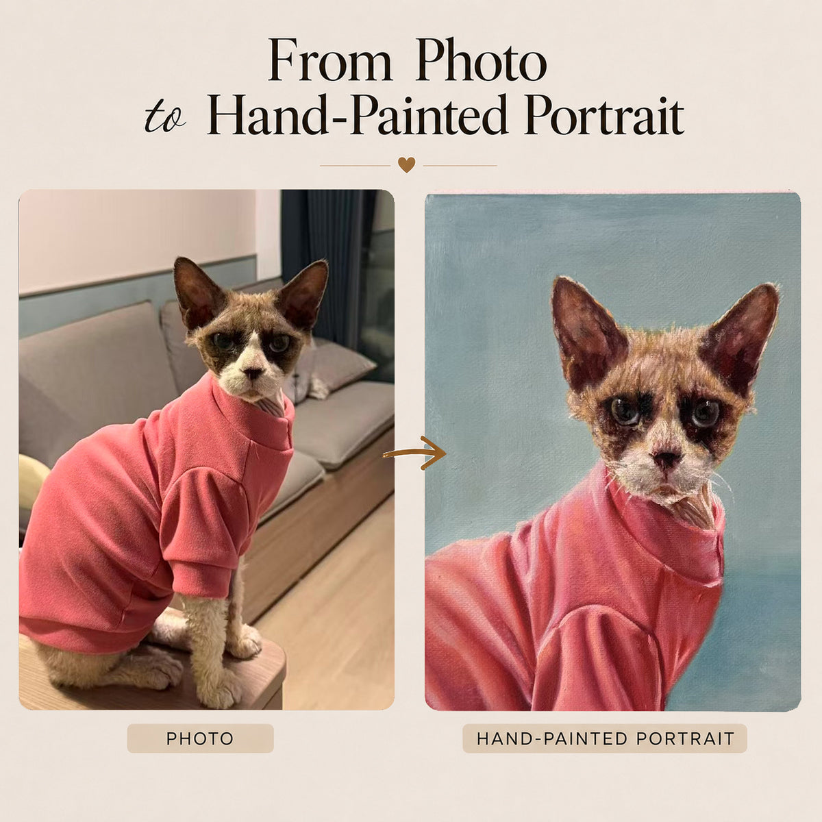 Custom Pet Portrait Oil Painting from Photo | Hand-Painted Personalized Pet Portrait
