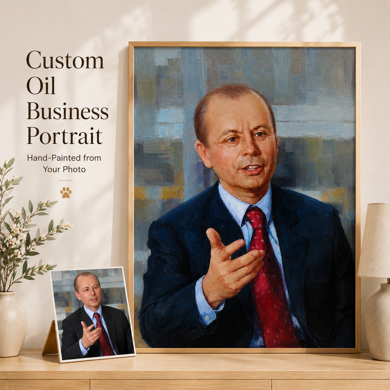 Custom Corporate Portrait – Hand-Painted Oil Painting from Your Photo