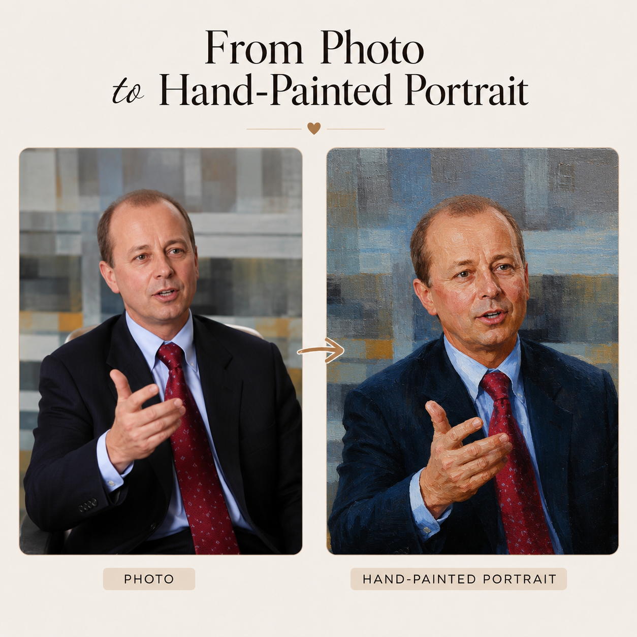 Custom Corporate Portrait – Hand-Painted Oil Painting from Your Photo