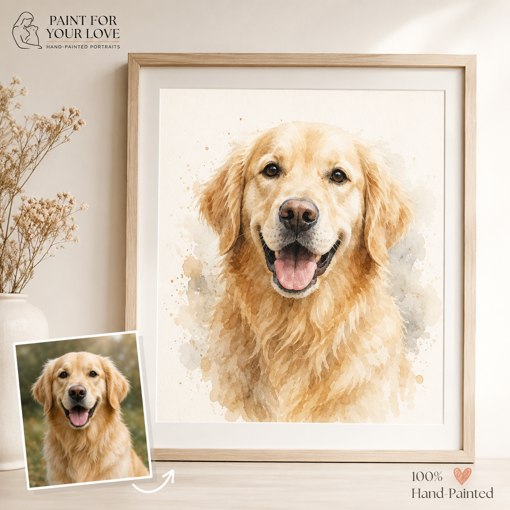 Custom Pet Watercolor Portrait from Photo | Personalized Dog & Cat Painting