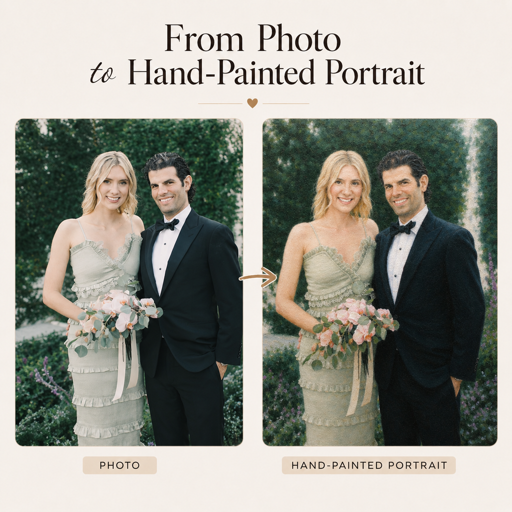 Custom Wedding Oil Portrait – Hand-Painted from Your Photo