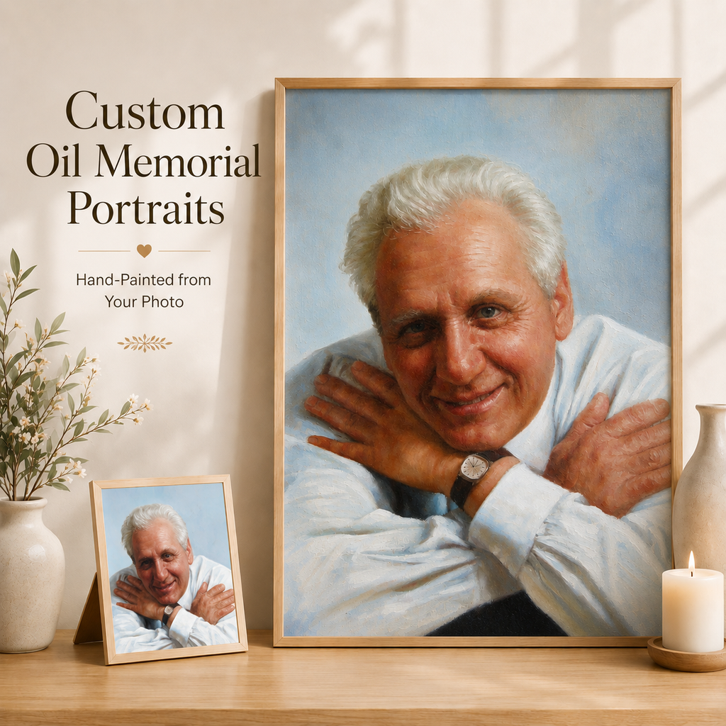 Custom Memorial Oil Portrait – Hand-Painted from Your Photo