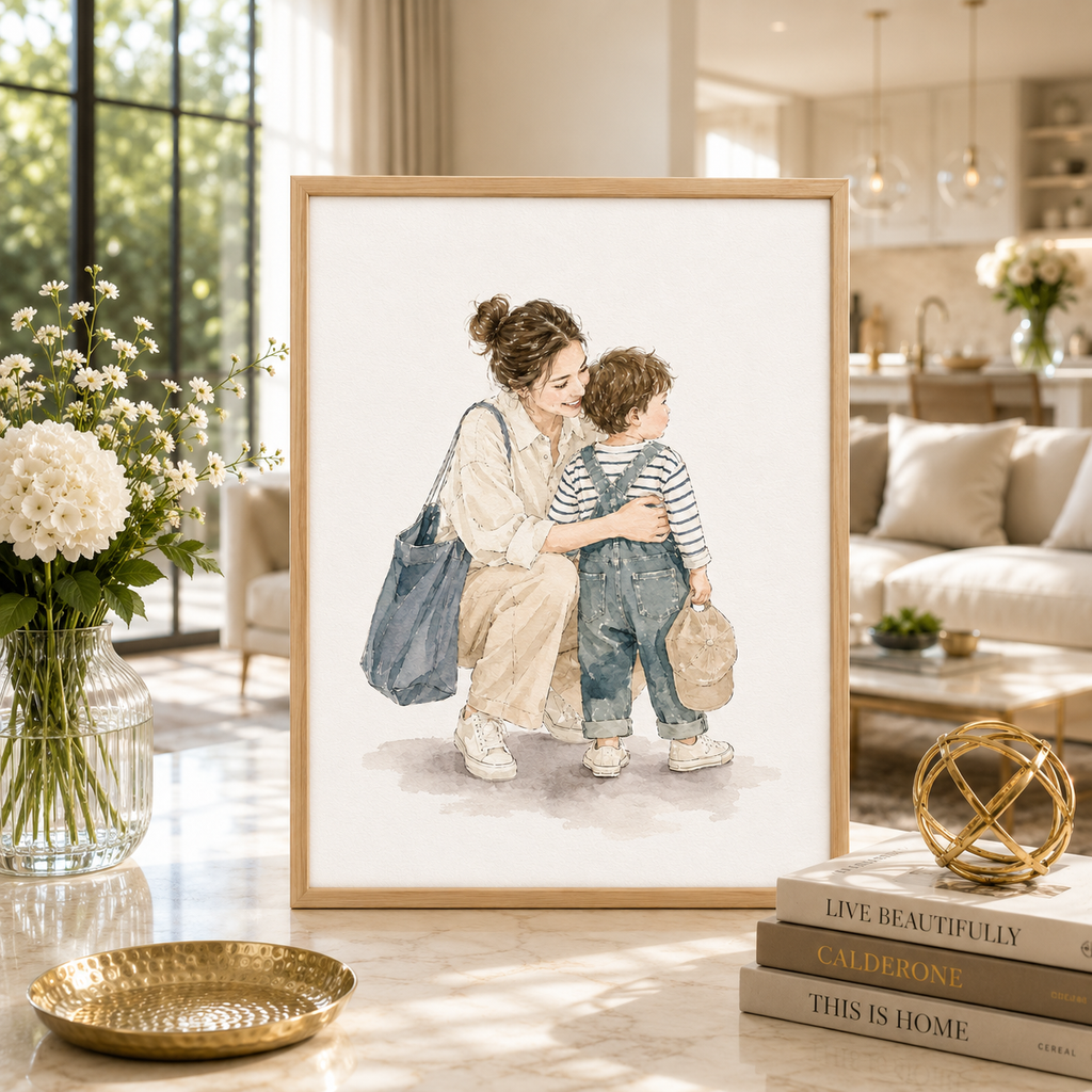 Custom Family Watercolor Portrait from Photo | Personalized Hand-Painted Family Portrait | Meaningful Family Gift