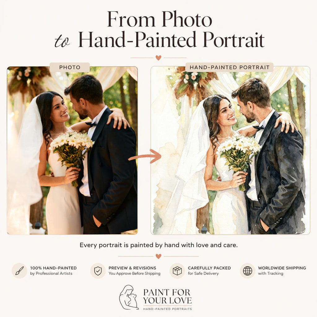 Custom Wedding Watercolor Portrait from Photo | Personalized Wedding Gift | Anniversary Keepsake