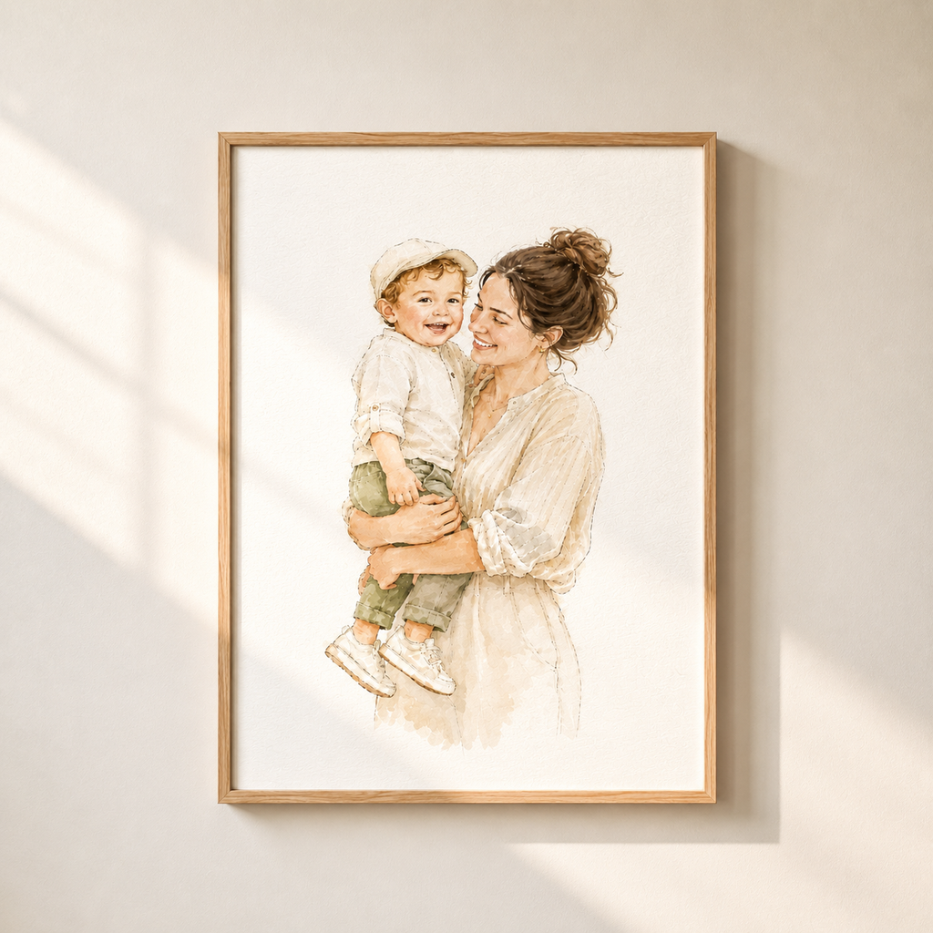 Custom Family Watercolor Portrait from Photo | Personalized Hand-Painted Family Portrait | Meaningful Family Gift