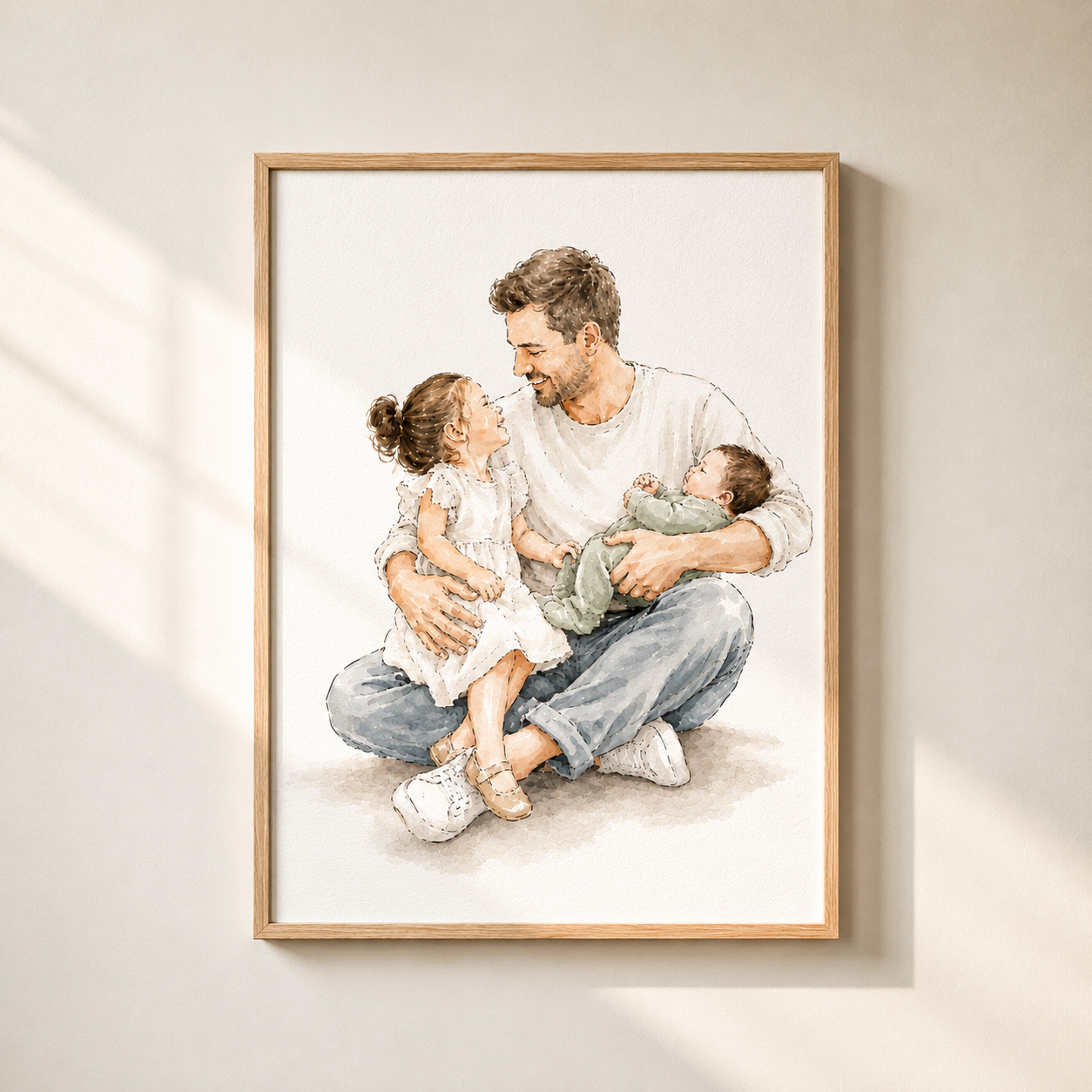 Custom Family Watercolor Portrait from Photo | Personalized Hand-Painted Family Portrait | Meaningful Family Gift