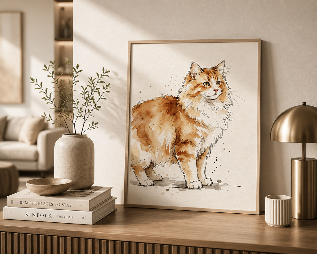 Custom Watercolor Pet Portrait from Photo – Personalized Dog or Cat Portrait, Pet Memorial Gift