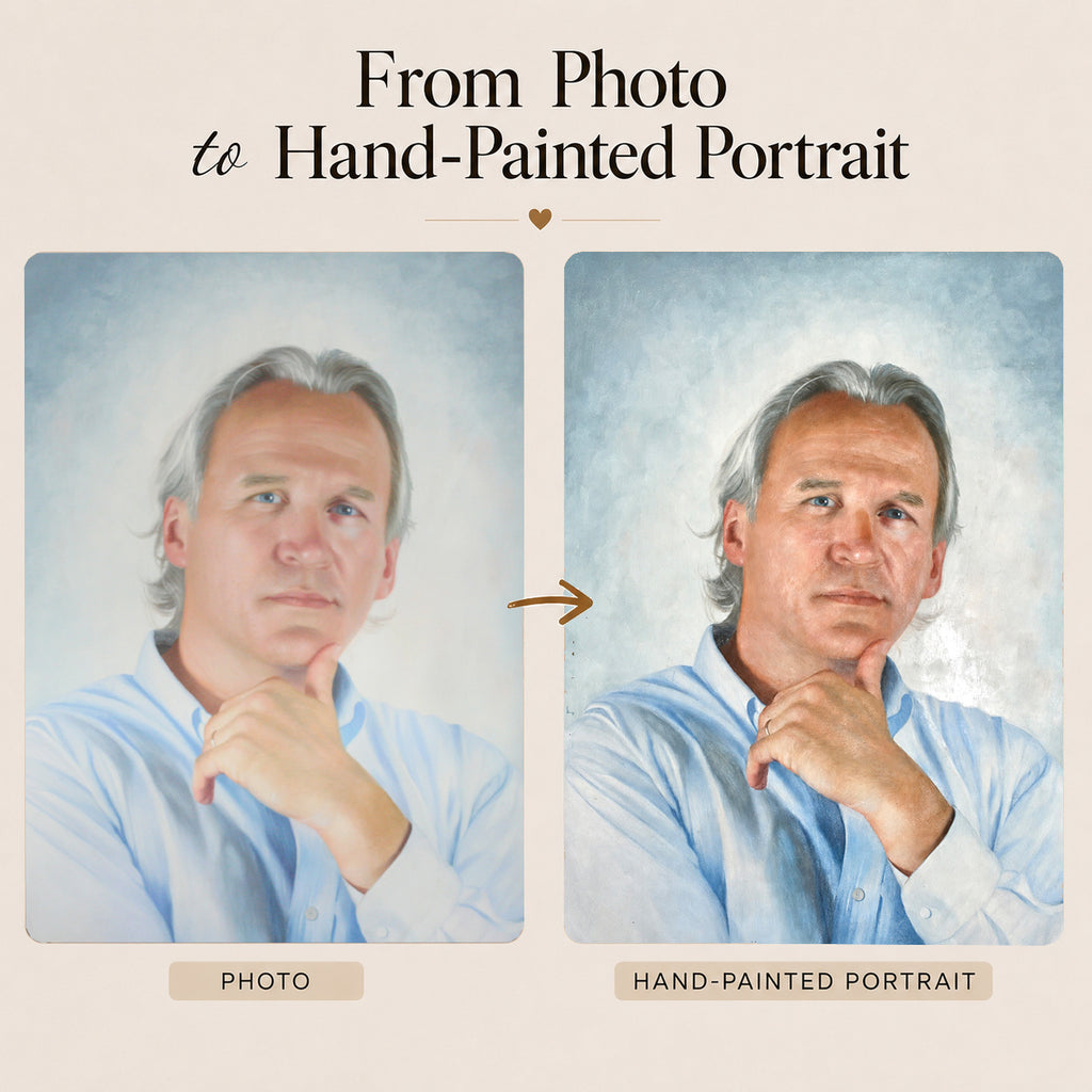 Custom Hand-Painted People Oil Portrait from Photo | Personalized Portrait Painting