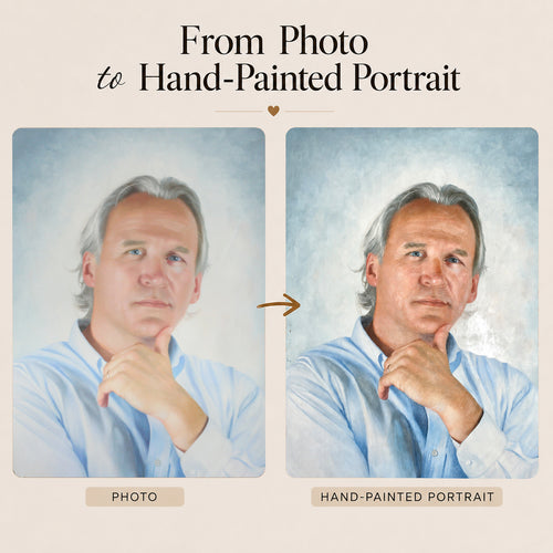 Custom Hand-Painted People Oil Portrait from Photo | Personalized Portrait Painting