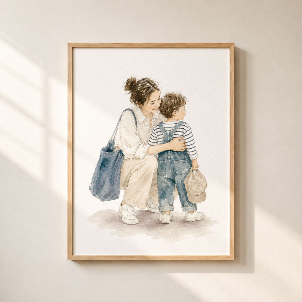 Custom Family Watercolor Portrait from Photo | Personalized Hand-Painted Family Portrait | Meaningful Family Gift