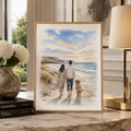 Custom People & Pet Watercolor Portrait from Photo | Personalized Hand-Painted Portrait with Pets | Meaningful Gift
