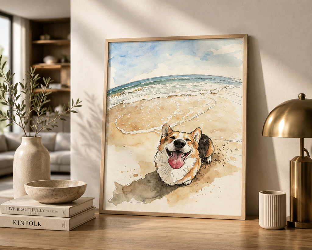 Custom Watercolor Pet Portrait from Photo – Personalized Dog or Cat Portrait, Pet Memorial Gift