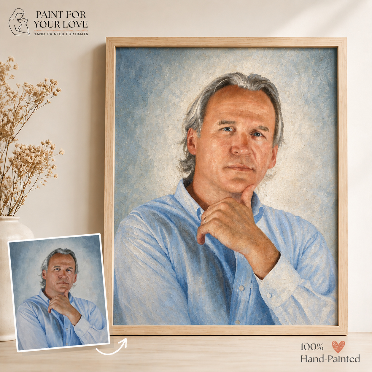 Custom Hand-Painted People Oil Portrait from Photo | Personalized Portrait Painting